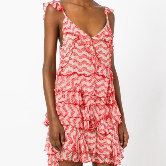 The Kooples Jasmine Ruffled Silk Tiered Mini Dress Size Small - Picture 1 of 5